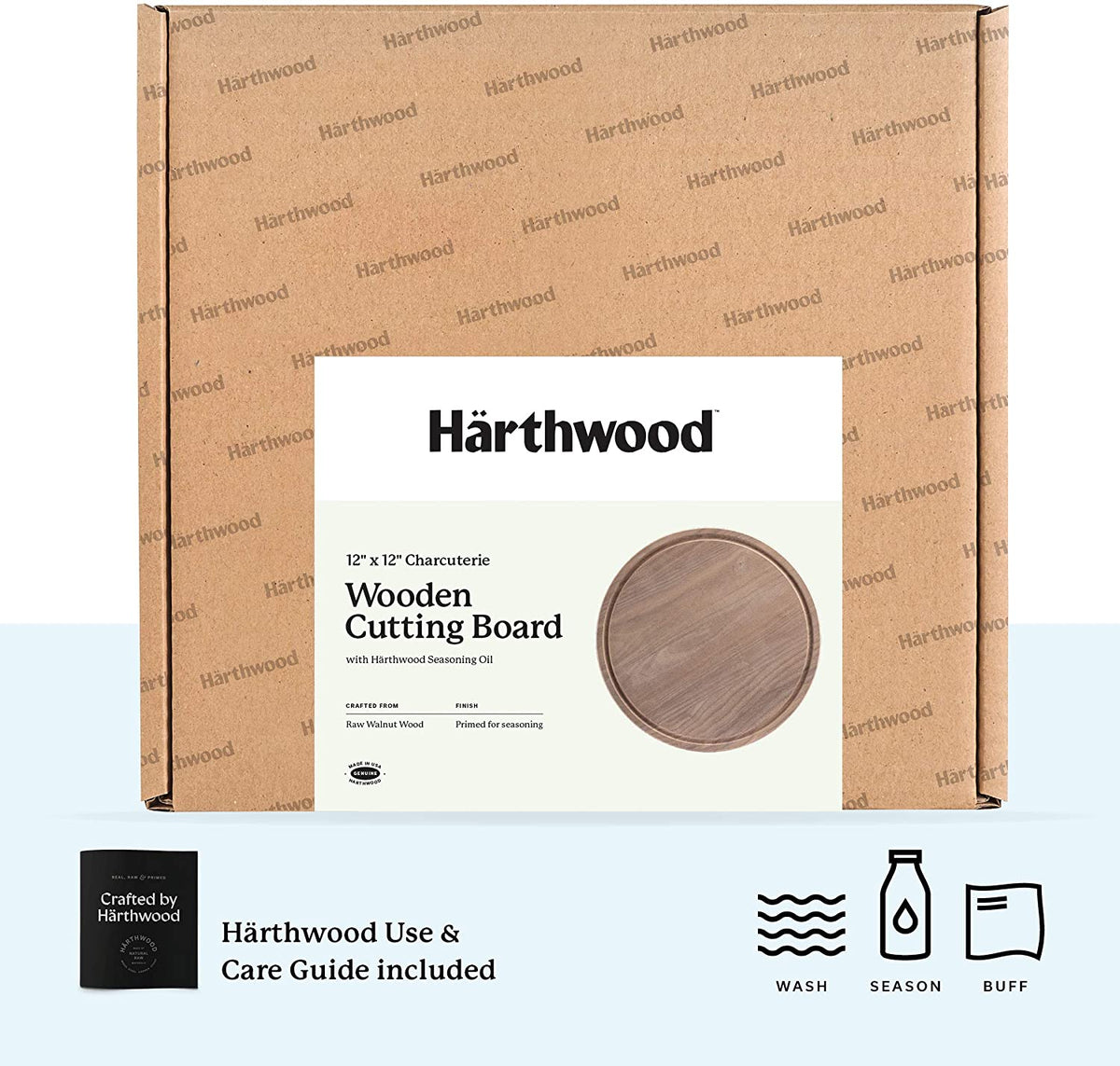 Walnut Wood Cutting Board with Juice Groove, 12" round B64938