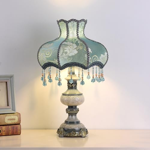 Blue Flower Decorative Table Lamp with Bead Curtain Y1822