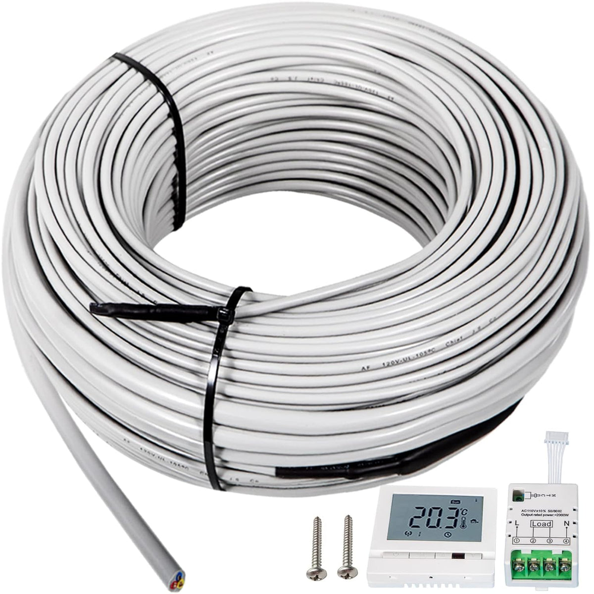 Floor Heating Cable 145.3 Square Feet with Temperature Control Panel M292904
