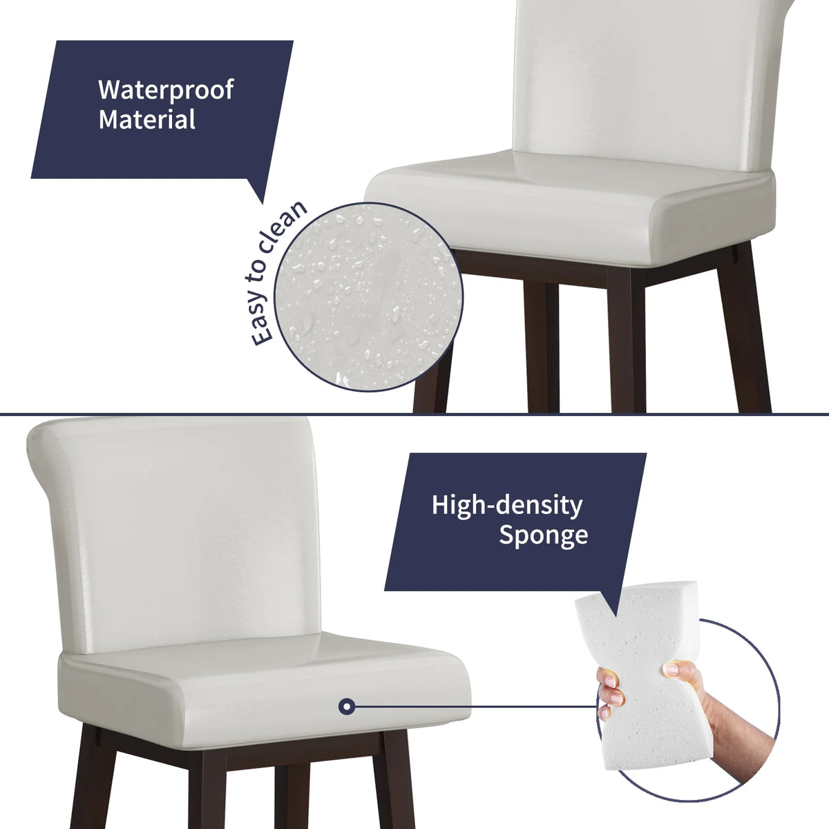 White Swivel Bar Stools Set of 2 S9597