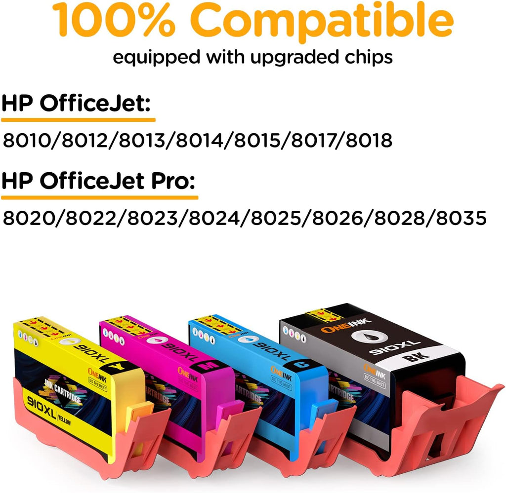 4Packs Ink Cartridges for HP Officejet Pro Printers (BK/C/M/Y) H434