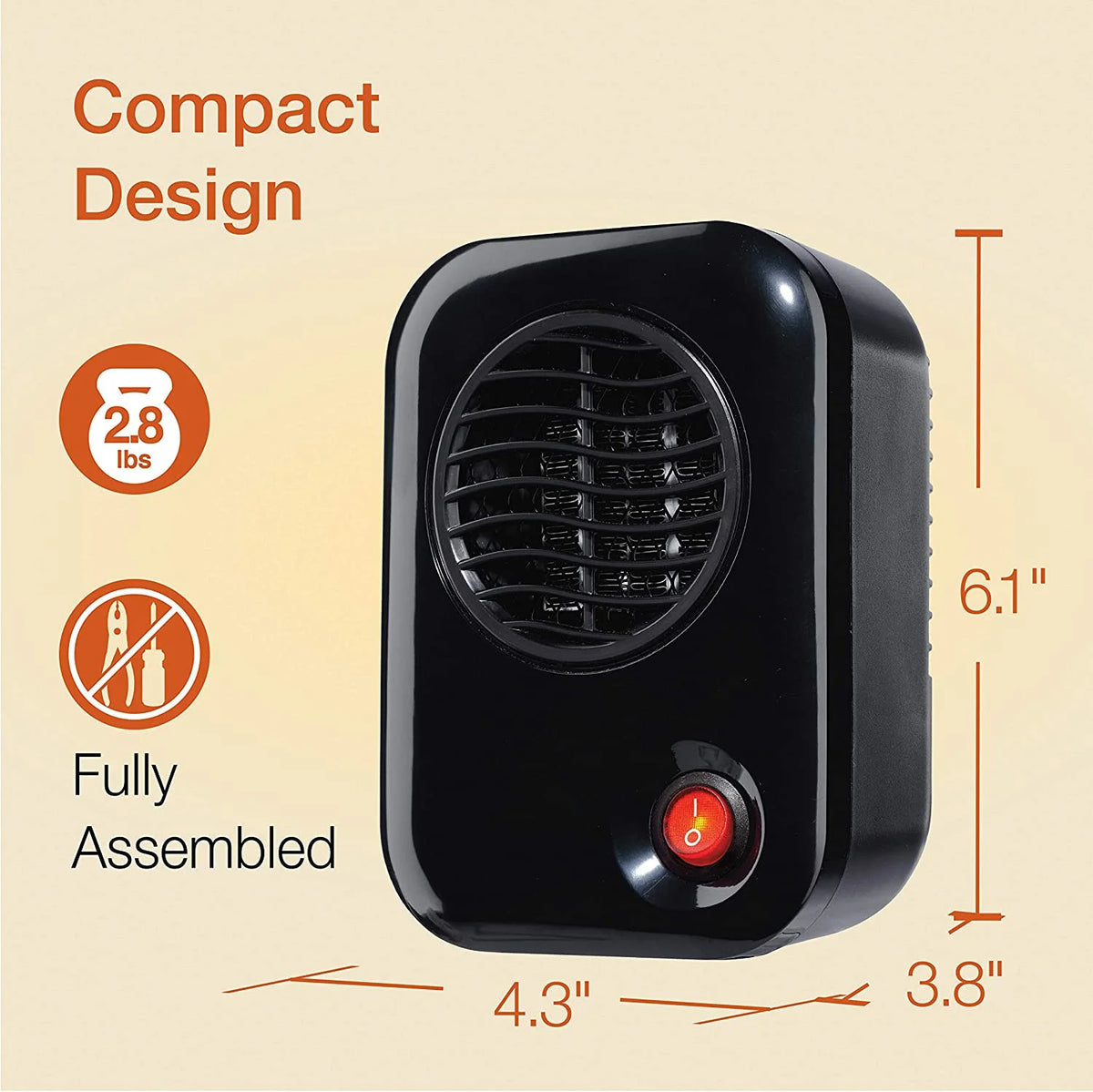 Black 200W Mini Space Heater T26722