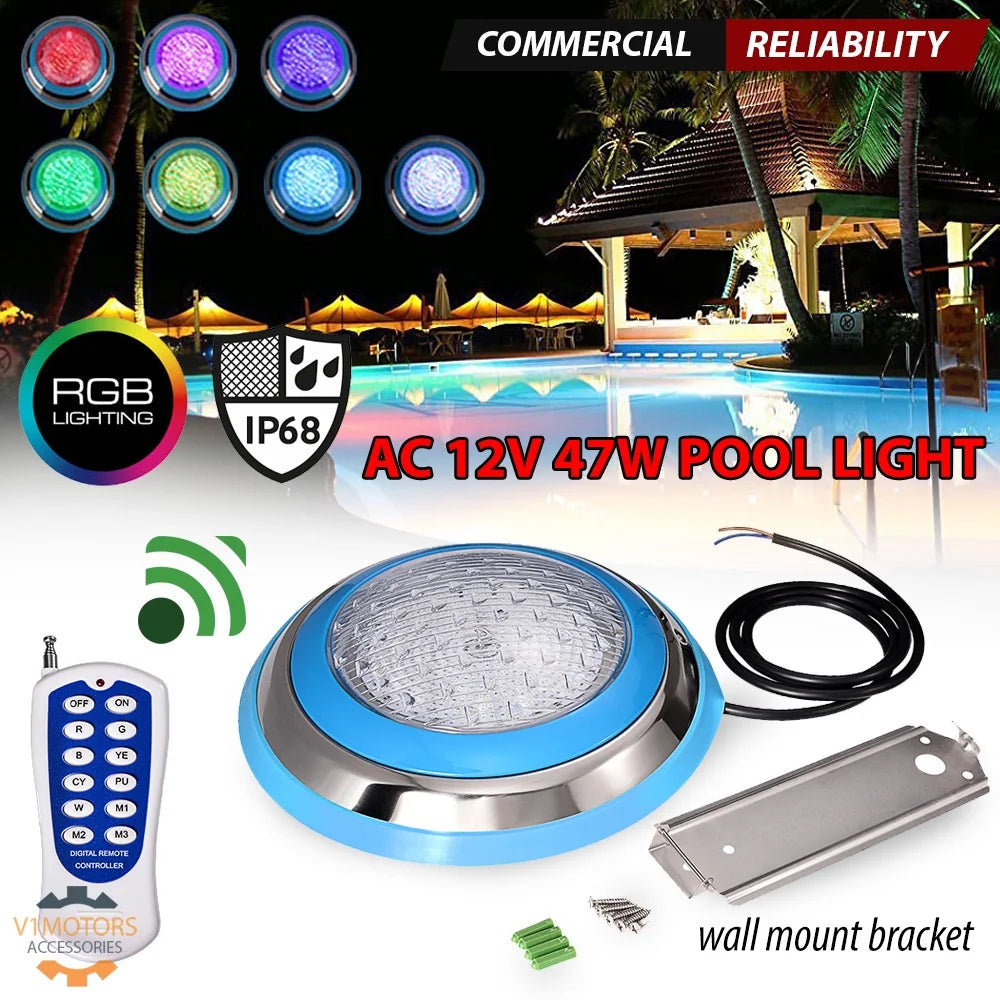 12V AC 47W RGB Multi Color LED Swimming Pool Light W47629