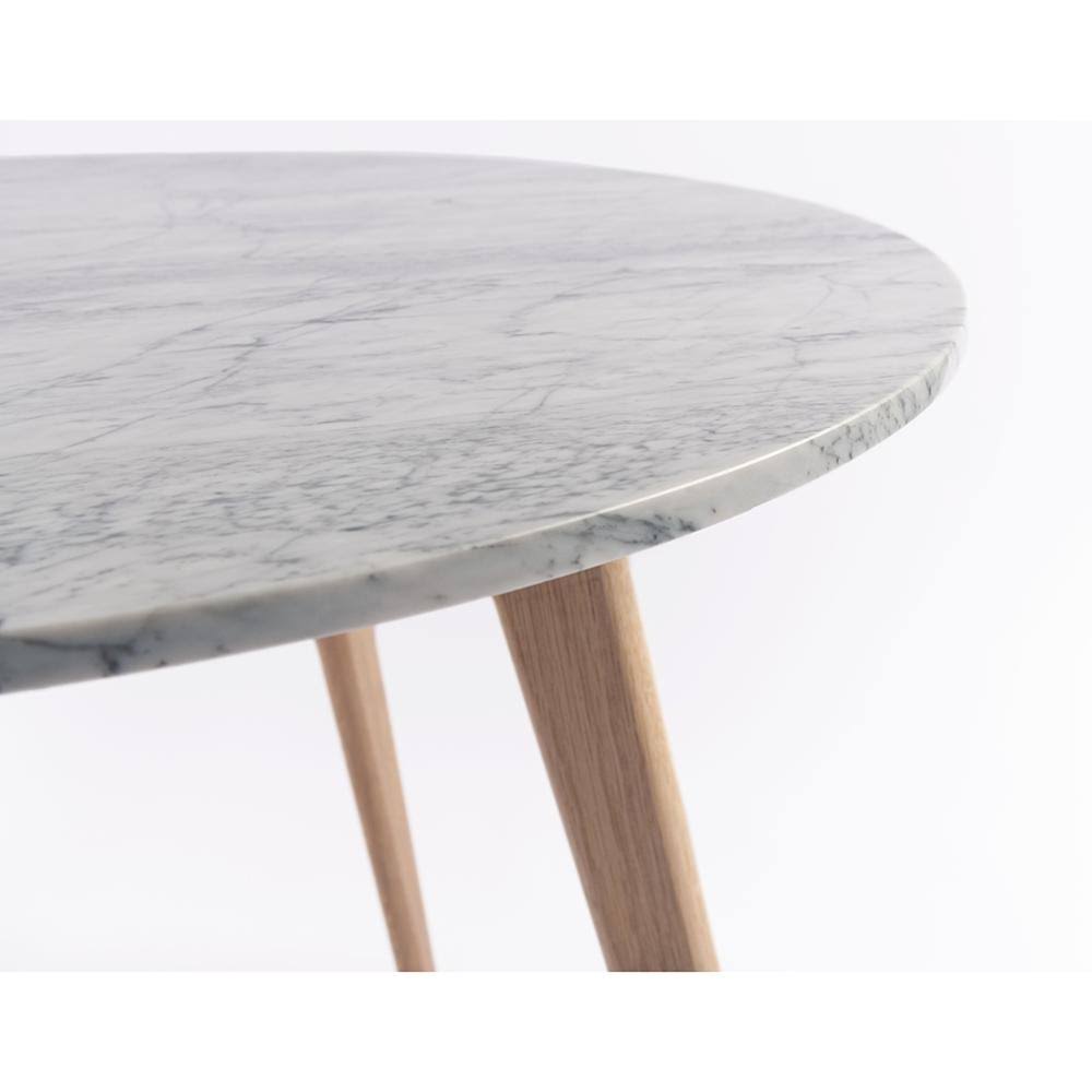 Round Italian Carrara White Marble Dining Table with Legs M372