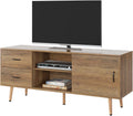 Mid Century Modern Wood TV Stand with Sliding Door H77396