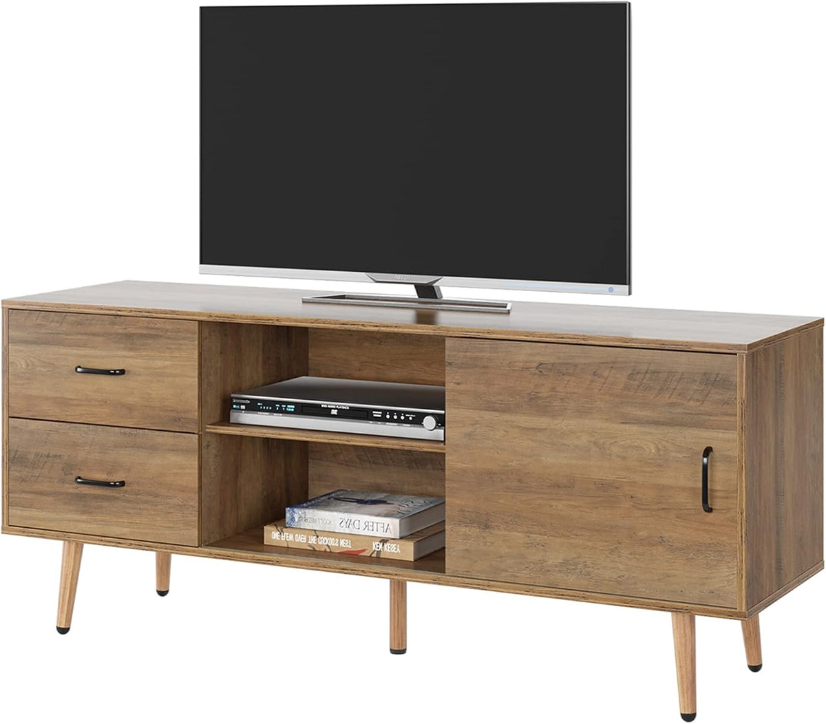 Mid Century Modern Wood TV Stand with Sliding Door H77396