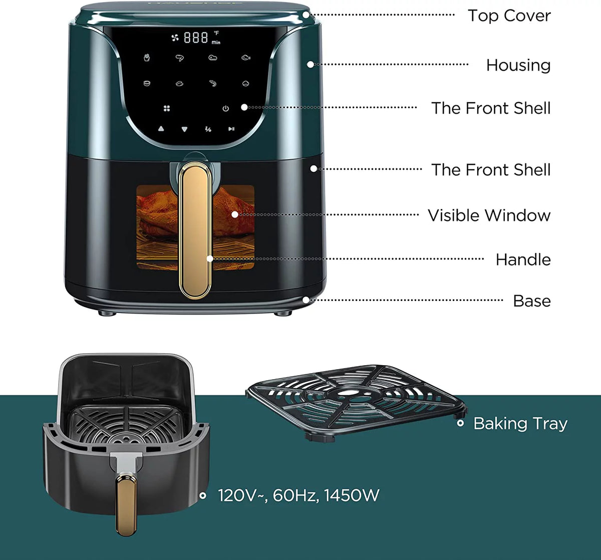 5.8QT Digital Air Fryer with Nonstick Tray H134