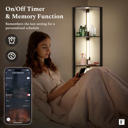 LED Display Shelf with Dimmable Lights, Tall Floor Lamps with Shelves T522