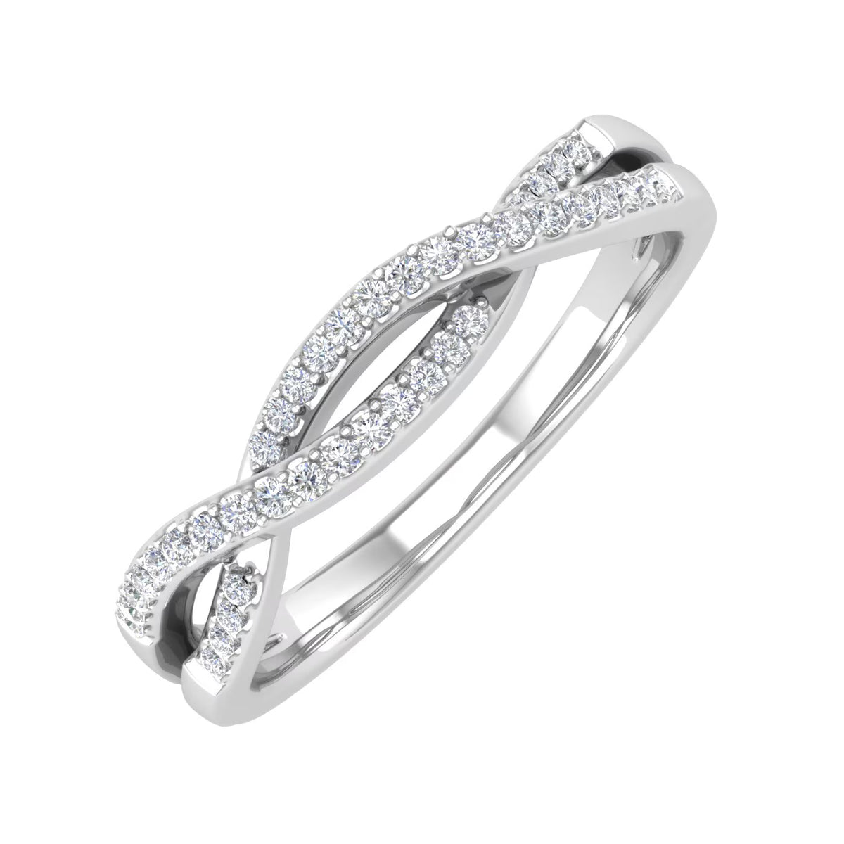 10K White Gold Diamond Twisted Wedding Band Ring E9622