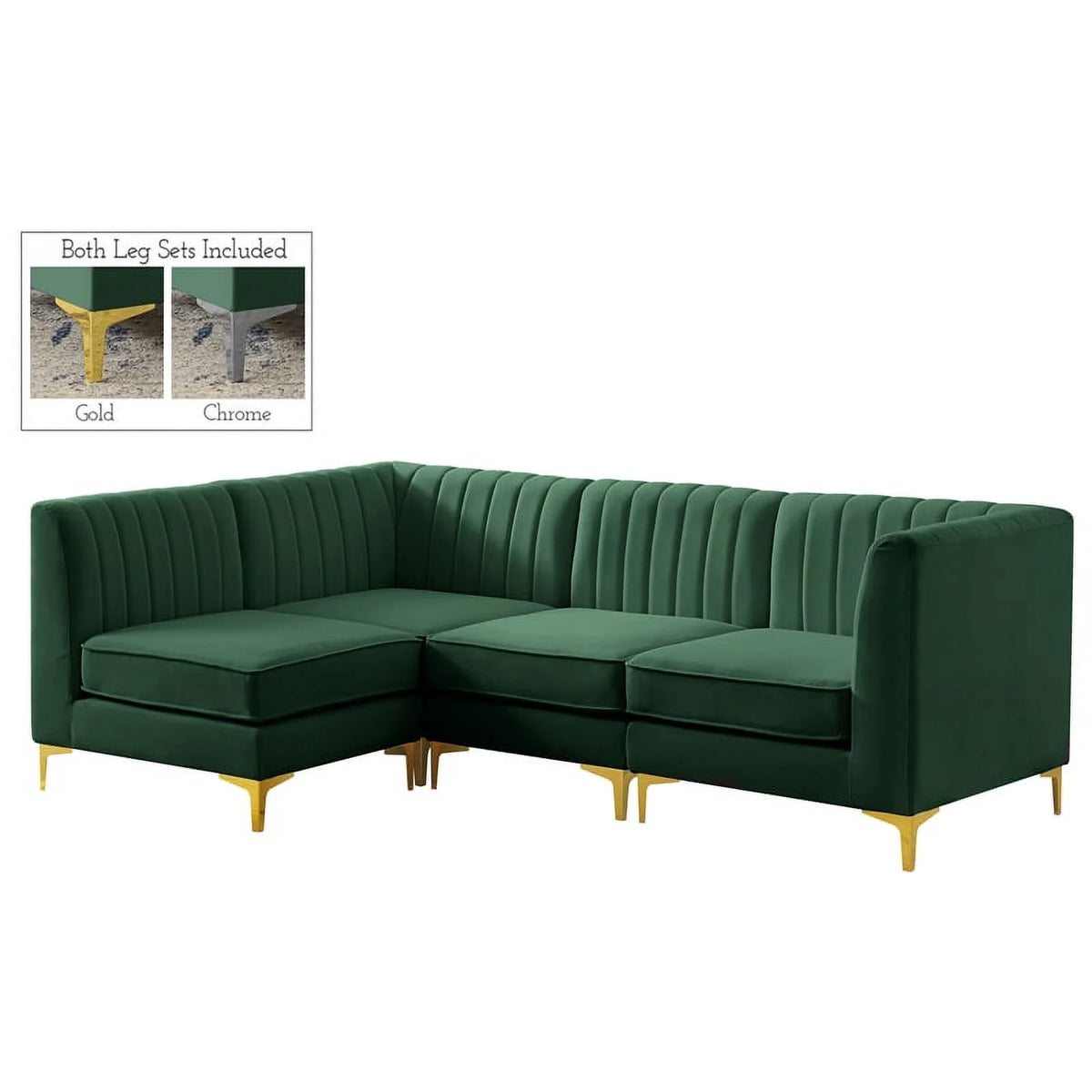 Green Velvet Modular Sectional F410135