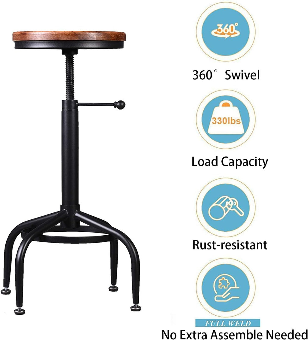 Set of 2 Adjustable Swivel Metal Barstools V589