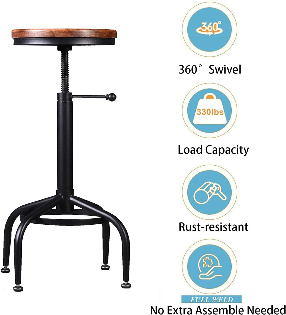 Set of 2 Adjustable Swivel Metal Barstools V589