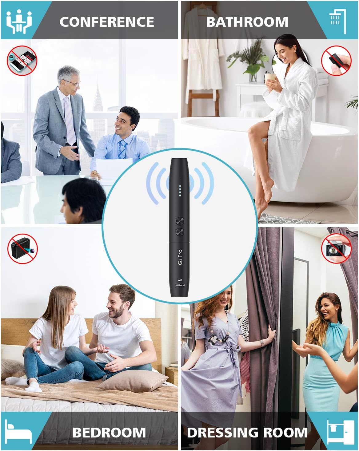 Anti Spy Bug Camera Detector Portable Pen Shape 5 Levels Sensitivity D604