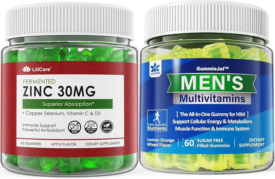 Sugar Free Zinc Gummies 2 Pack + Mens Multivitamins Gummies 1 Pack S595