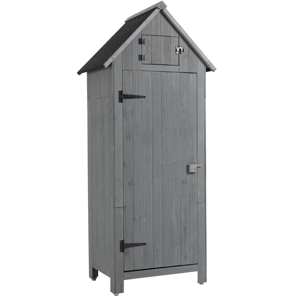Wooden Outdoor Storage Cabinet with Shelves O354717