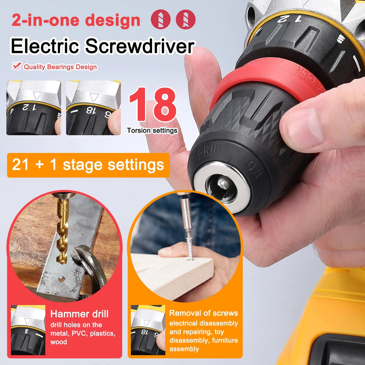 Electric Screwdriver 21V 2in1 Drill Set B832