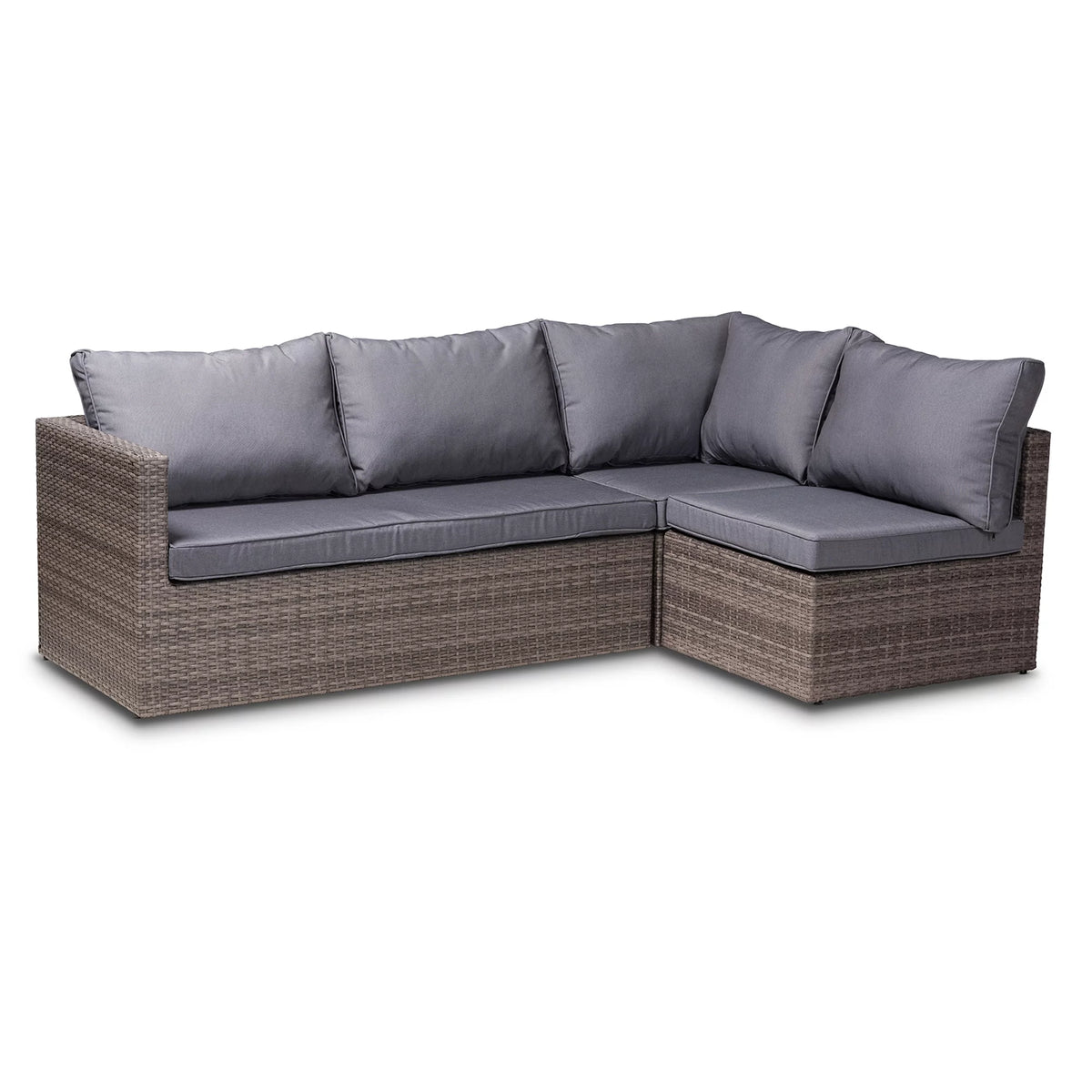 Grey Polyester 4-Piece Woven Rattan Patio Set B209356