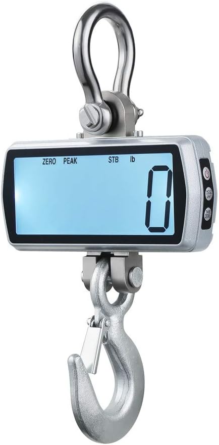Industrial Hanging Crane Scale 1 Ton 2000 lb LCD Display with Backlight Silver I833234