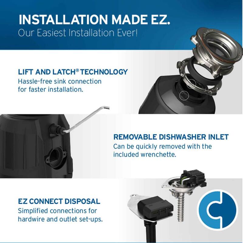 3/4 HP Continuous Feed Garbage Disposal with Power Cord M448