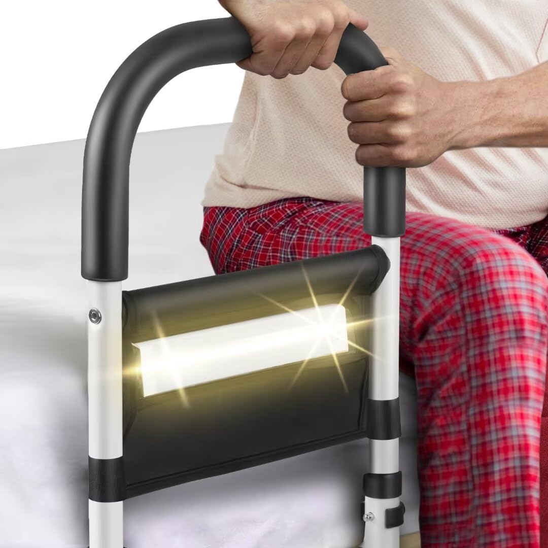 Bed Rail with Motion Light, Non-Slip Handle, Storage Pocket A931179