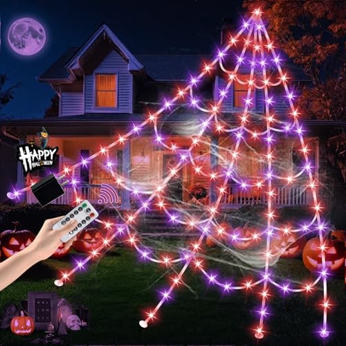 550 LED Lighted Spider Web 16.4Ft with 8 Lighting Modes T879