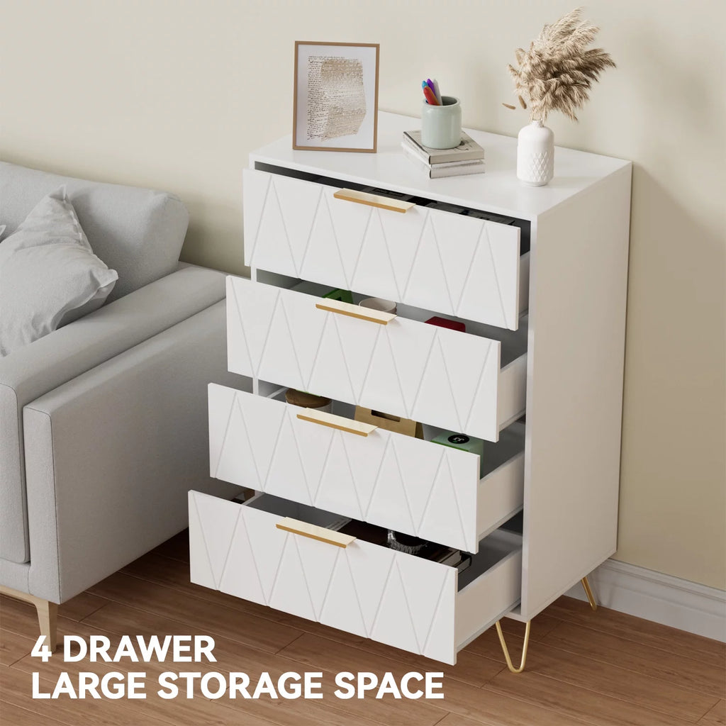 Black 4 Drawer Wood Dresser with Metal Handles E627