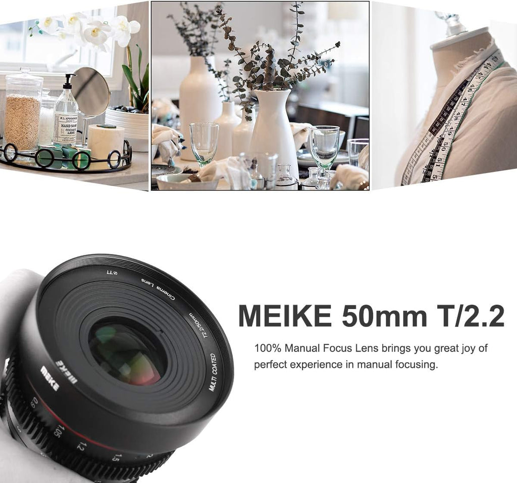 50mm T2.2 Manual Focus Wide-Angle Cinema Lens for M43 Micro Four Thirds MFT Mount Cameras P8549
