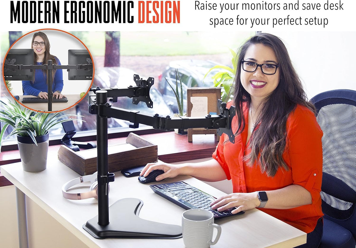 Freestanding Dual Monitor Mount Desk Stand with VESA Mounts S7013