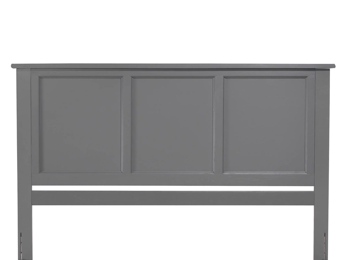 King Solid Wood Platform Bed with Footboard & 2 Storage Drawers in Grey D265