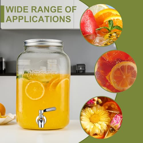 2 Gallon Glass Beverage Dispenser with Stand and Lid C9472