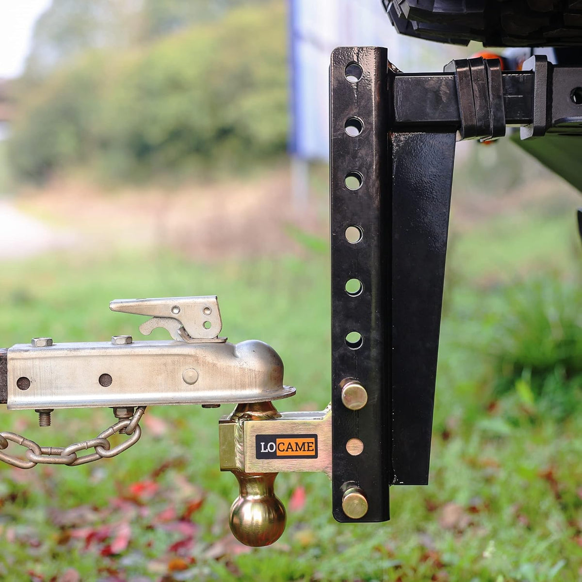 Adjustable Trailer Hitch, 2-Inch Receiver, 15-Inch Drop/Rise, 21,000 LBS GTW, Double Pins, Solid Ball Mount W816548