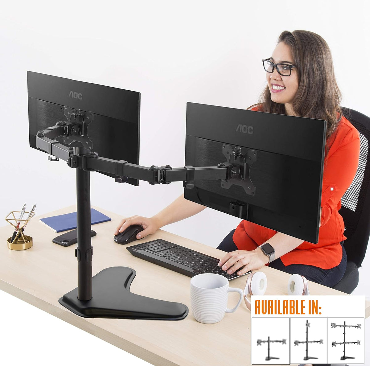 Freestanding Dual Monitor Mount Desk Stand with VESA Mounts S7013