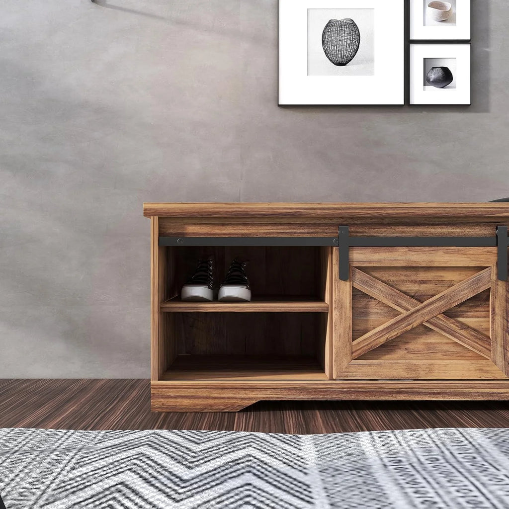 Farmhouse Storage Bench with Cushion 47 inch F253