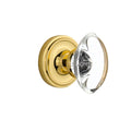 Classic Rosette Passage Oval Clear Crystal Glass Door Knob, Unlacquered Brass D77549