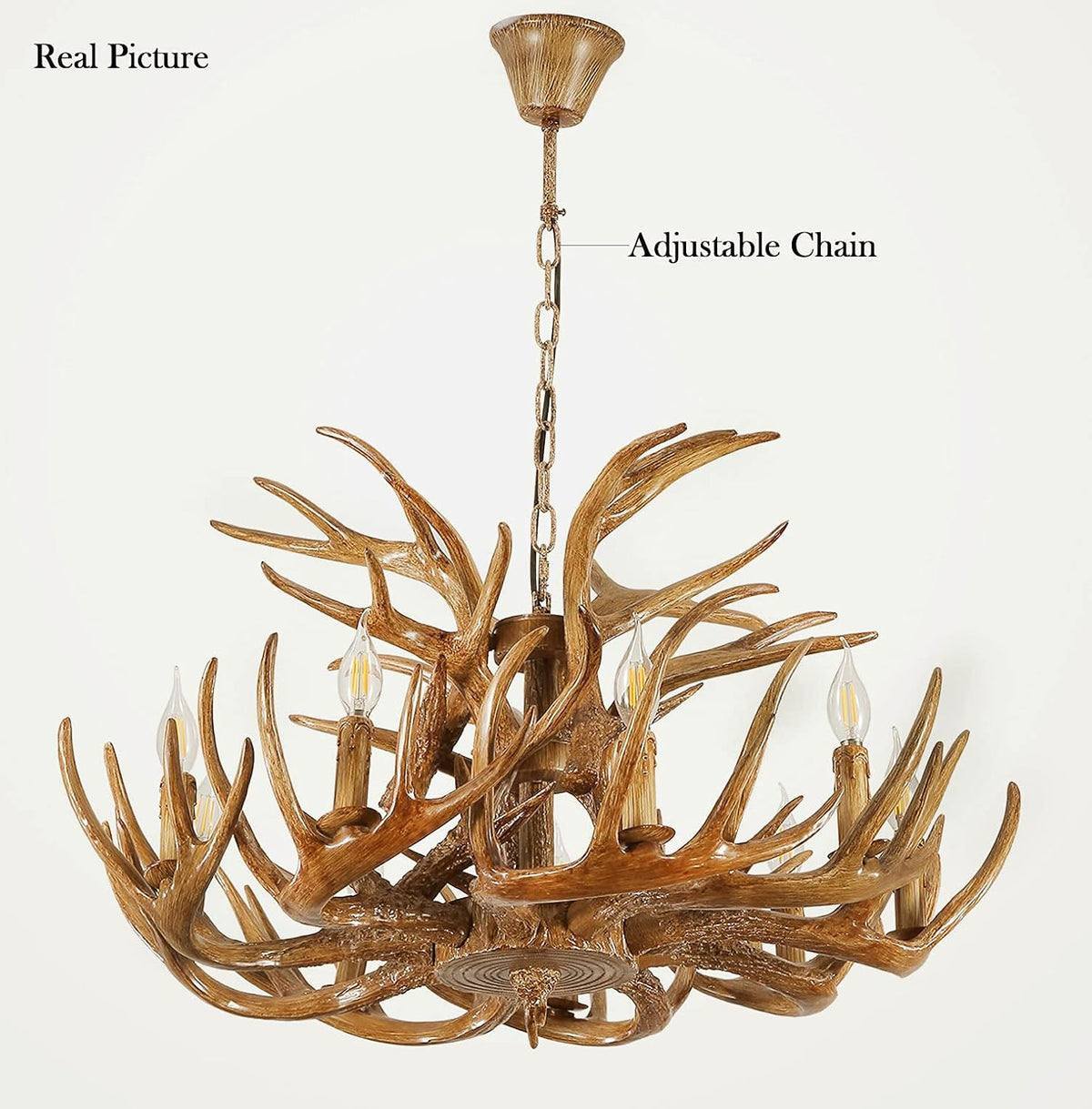 Antique Resin Deer Horn Chandelier 9 Lights G4011