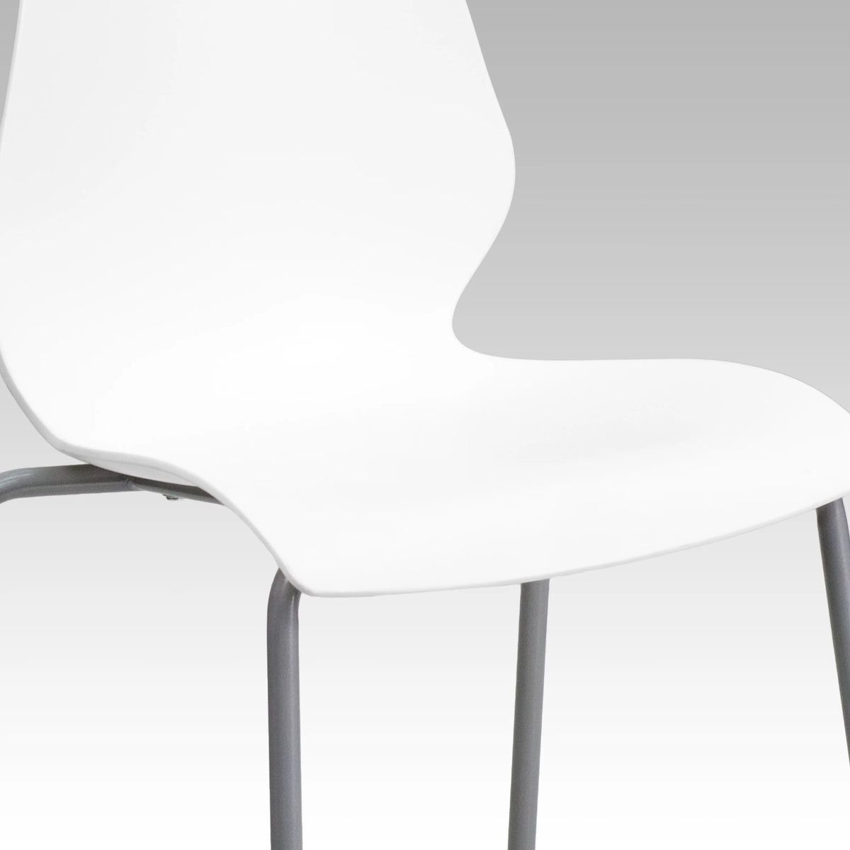 White Stack Chair with Lumbar Support and Silver Frame T234512