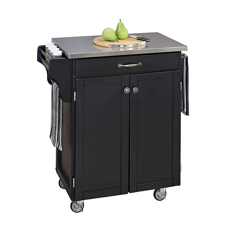 Kitchen Cart with Stainless Steel Top, Black X206