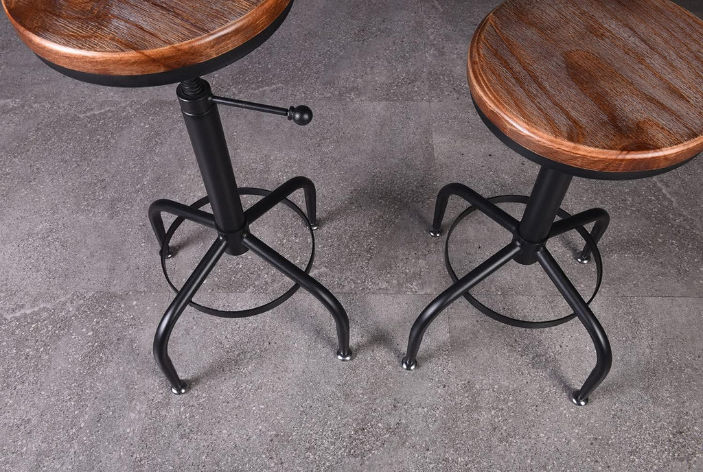 Set of 2 Adjustable Swivel Metal Barstools V589