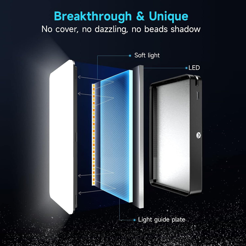 4000mAh Video Conference Lighting with Clip, Stepless Dimming, 3 Modes L486