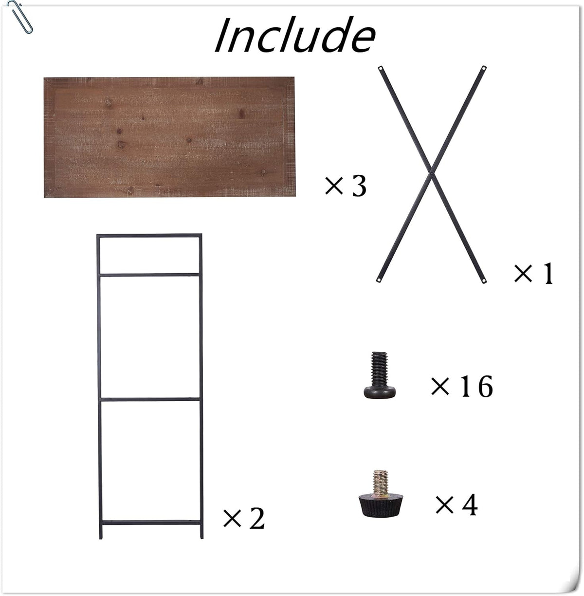 Solid Wood 3 Tier Bookshelf Storage Rack M714773