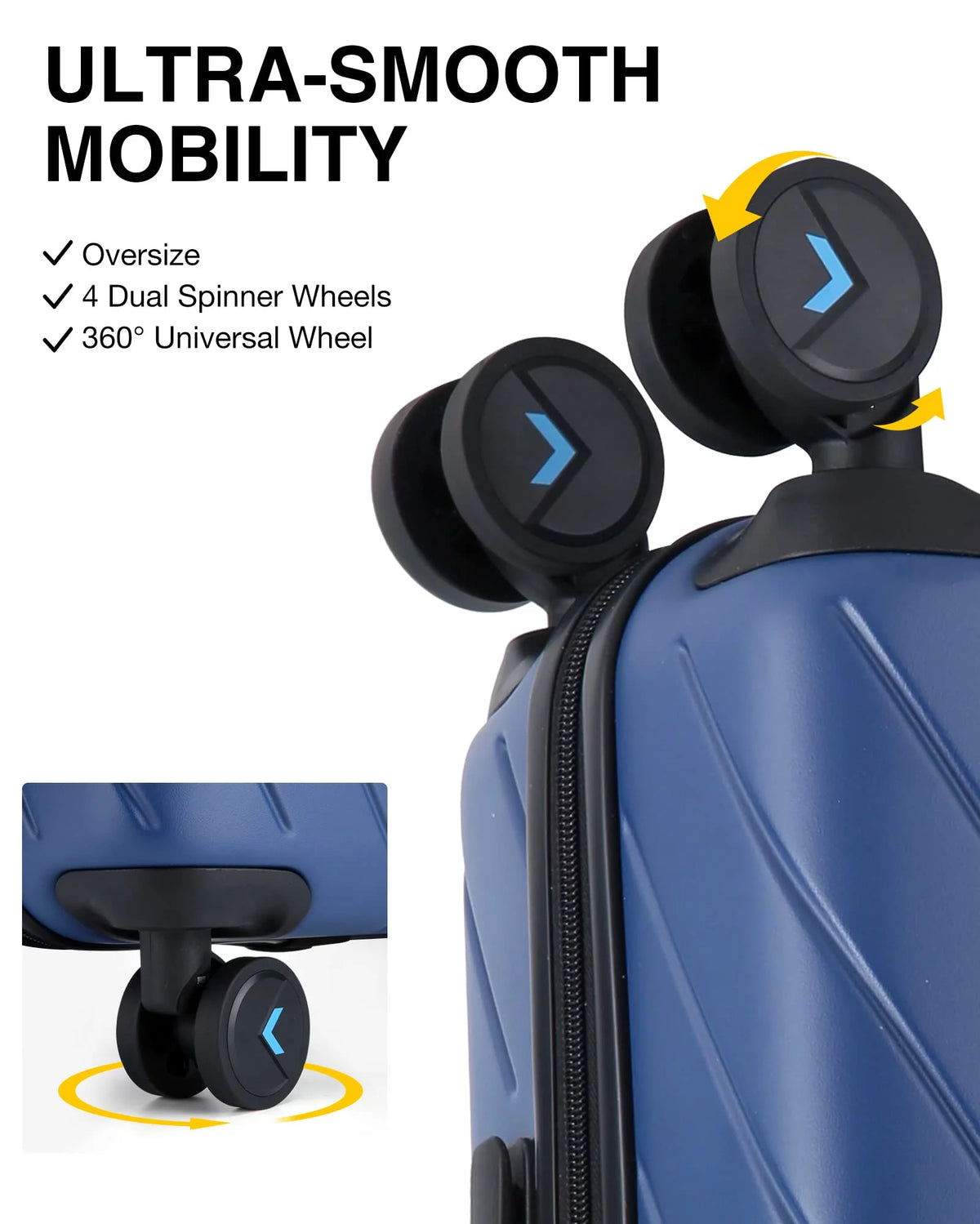 Hardside Carry On Luggage, Lightweight PC Suitcase with Spinner Wheels & TSA Lock X19623