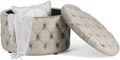 28 Inch Round Velvet Storage Ottoman K9634