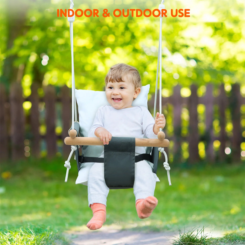 2 in 1 Toddler Metal Swing Set and Baby Jumper with Stand A69685