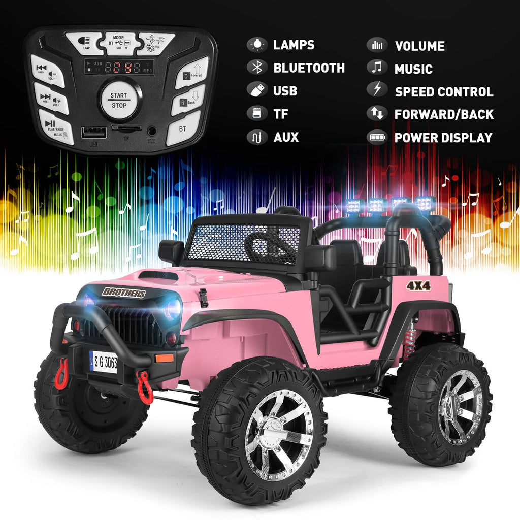 Kids Ride On Truck Electric Car with Remote Control, Oversized Tires, Pink L151