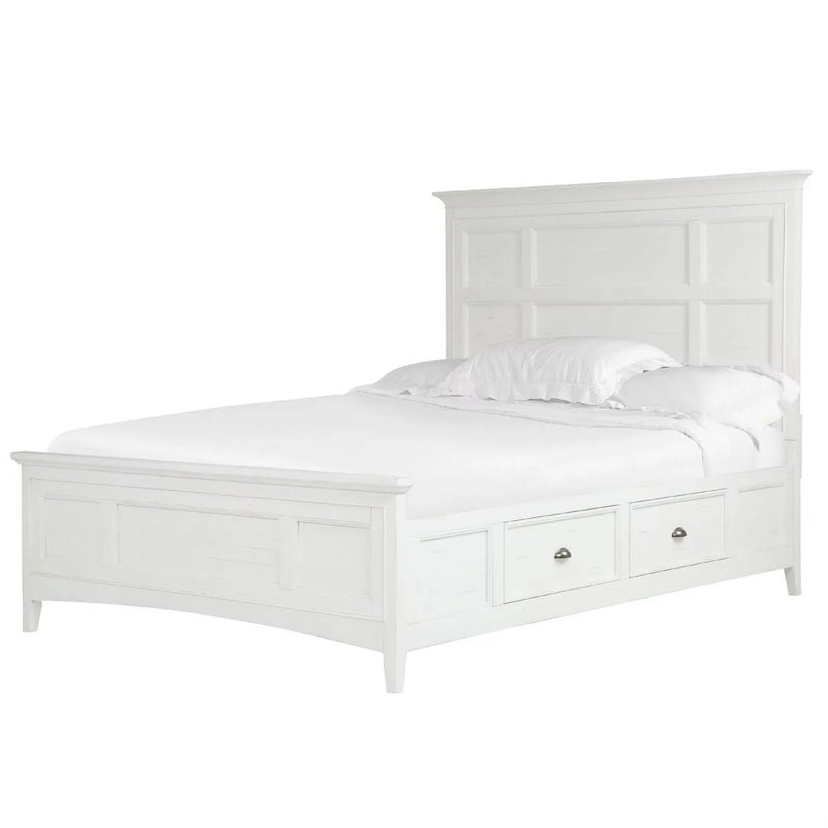 Soft White Queen Panel Bed with Storage E64432