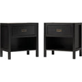 2-Piece 1-Drawer Solid Wood Nightstand Set in Black D80069