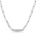 925 Sterling Silver Paperclip Chain Necklace Set with Created Moissanites O10608