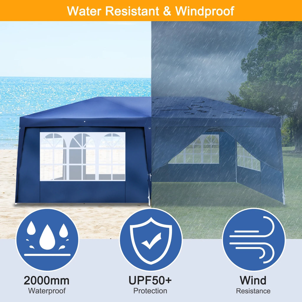 10 x 20-Feet White Pop Up Canopy Tent with 4 Removable Sidewalls M65260