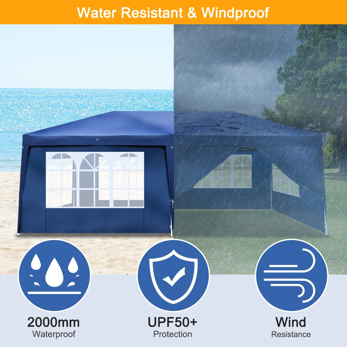 10 x 20-Feet White Pop Up Canopy Tent with 4 Removable Sidewalls M65260