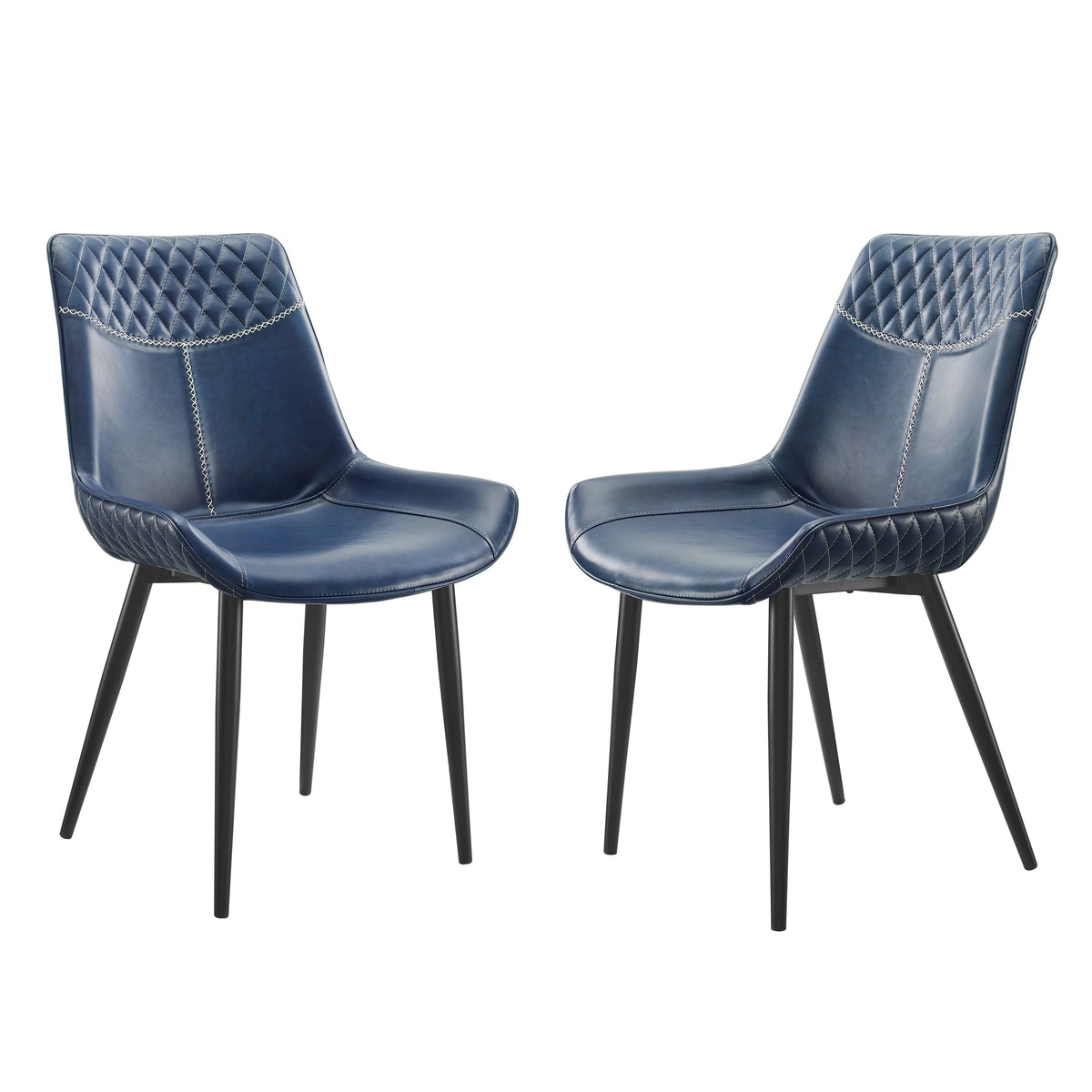 Set of 2 Blue Faux Leather Dining Chairs H545